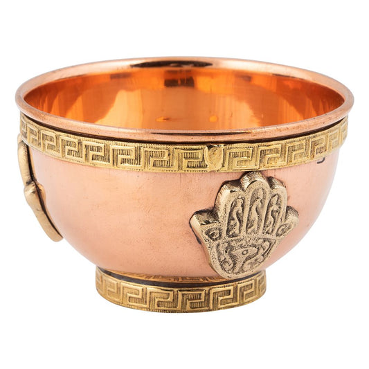 Hamsa Hand Copper Offering Bowl