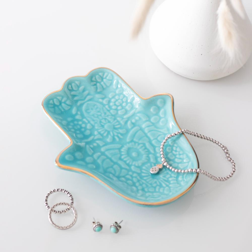 Hamsa Hand Dish - Turquoise