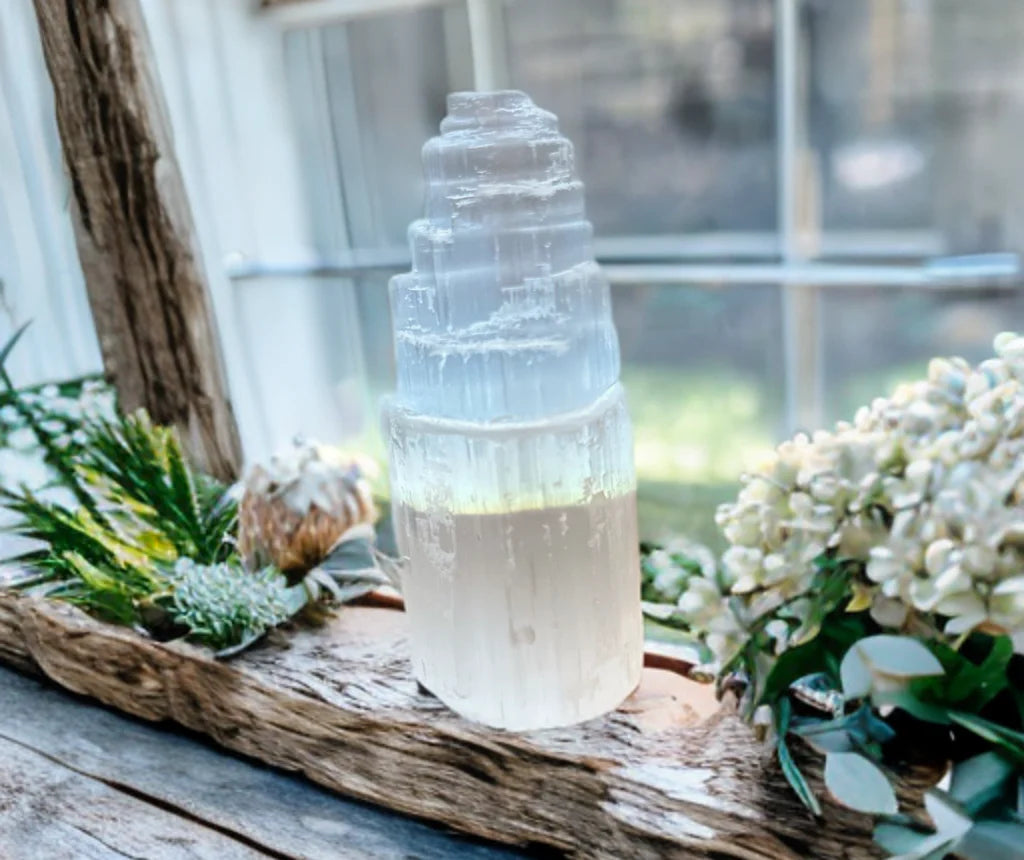 Raw Selenite Crystal Tower - 15cm